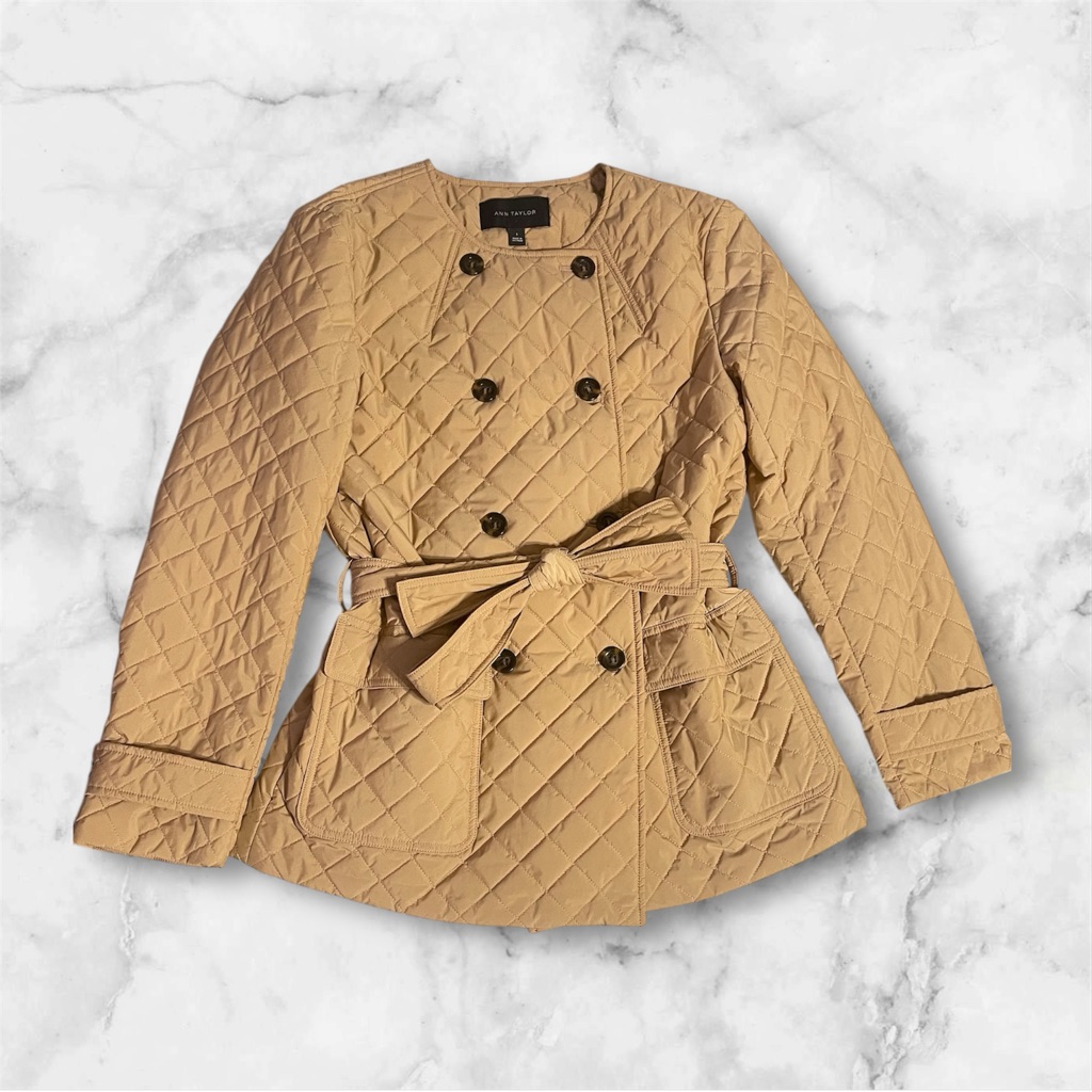 Ann Taylor Quilted Belted Jacket Coat